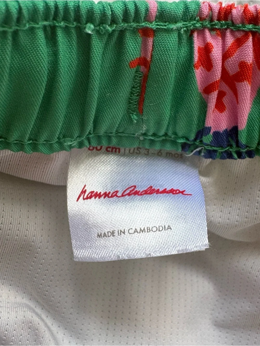 Hanna Andersson Pineapple Print Swim Trunks Green Bathing Suit Pool Beach - 3-6M
